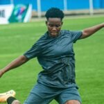Abia Angels FC player striking the ball during 5-1 pre-season win over Ubakala Babes